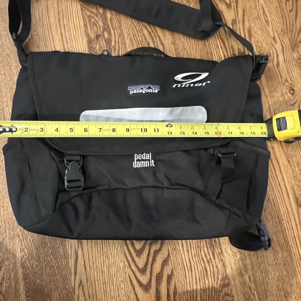 Patagonia Niner Messenger Bag Black Pedal Damn It Reflective Logo 20x14 Shoulder